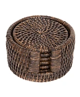 Artifacts Rattan Round Coasters - 7 Piece Set