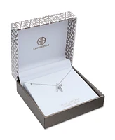 Cubic Zirconia Initial Pendant Necklace in Sterling Silver