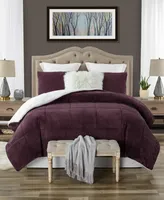 Plush Faux Fur and Sherpa Reversible Full/Queen Comforter Set