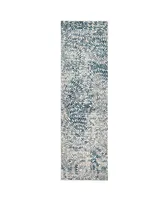 Scott Living Expressions Imprinted Blooms Aqua 2'4" x 7'10" Runner Rug