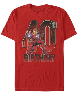 Fifth Sun Men's Marvel Iron Man 40th Birthday Action Pose Short Sleeve T-Shirt