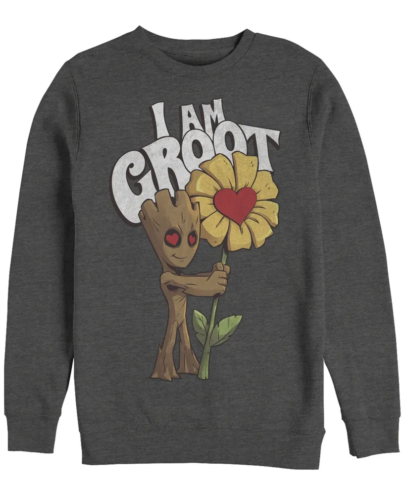 Marvel Men's Guardians of the Galaxy Groot Love, Crewneck Fleece