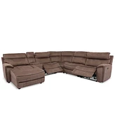 Hutchenson 6-Pc. Fabric Chaise Sectional with 2 Power Recliners and Console