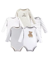 Hudson Baby Boys Cotton Long-Sleeve Bodysuits, Rustic Safari, 9-12 Months