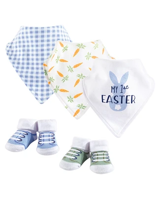 Hudson Baby My First Easter Bandana 3-Bib and 2-Headband Set