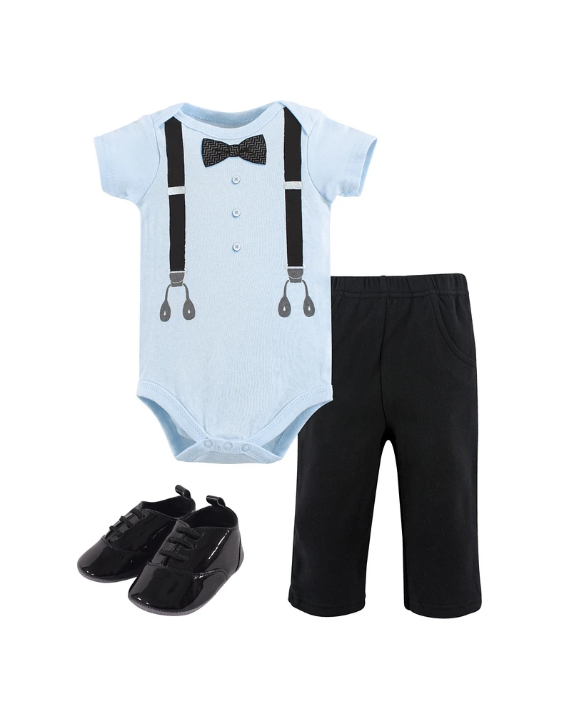 Little Treasure Baby Boys Cotton Bodysuit, Pant and Shoe 3pc