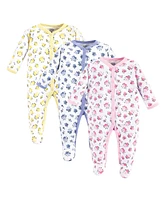 Luvable Friends Baby Girls Cotton Snap Sleep and Play 3pk, Months