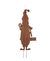 Glitzhome Metal Snowman Yard Stake Or Standing Decor Or Wall Decor Kd, Three Function