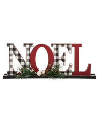 Glitzhome Wooden Plaid "Noel" Table Decor