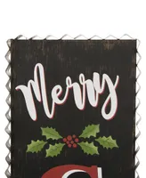 Glitzhome Wooden Black Christmas Porch Sign