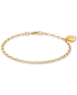 Heart Charm Link Chain Bracelet in 10k Gold