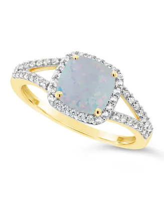 Lab Grown Opal (3/4 ct. t.w.) and White Sapphire (1/4 Ring 10k Yellow Gold