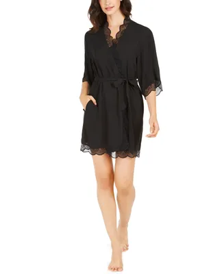 I.n.c. International Concepts Lace Trim Short Robe, Created for Macy's
