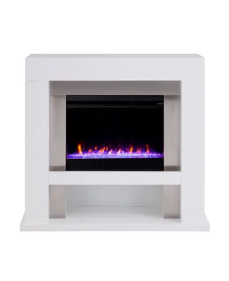 Southern Enterprises Arell Stainless Steel Color Changing Electric Fireplace