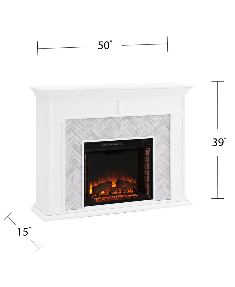 Southern Enterprises Anika Marble Tiled Electric Fireplace