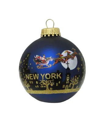 Kurt Adler 60MM Ny Santa Skyline Hand Painted Glass Ball Ornament