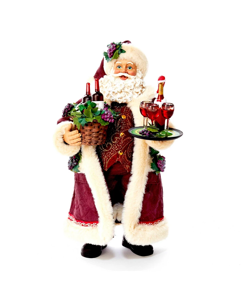 Kurt Adler 11.5-Inch Fabriche Santa with Wine Basket