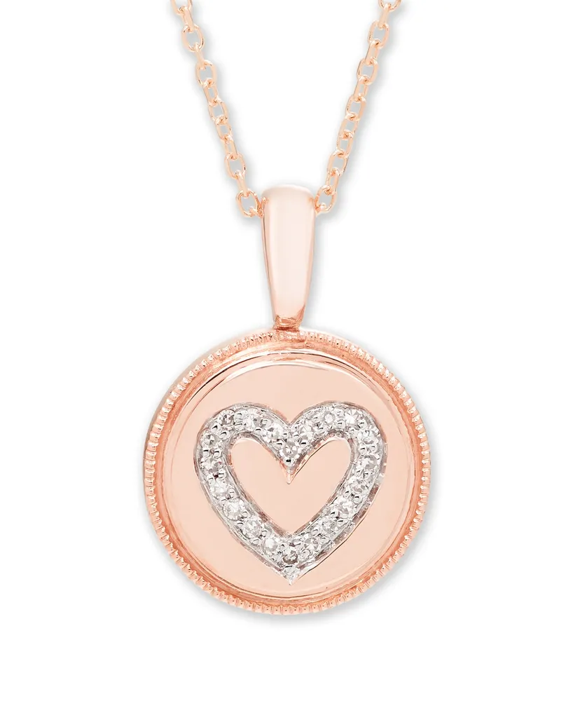 Diamond (1/16 ct. t.w.) Heart Pendant 14k Yellow or Rose Gold