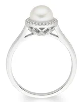 Cultured Freshwater Pearl (7 mm) Diamond Accent Ring in Sterling Silver