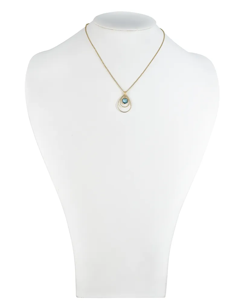 Swiss Blue Topaz 18" Pendant Necklace (2-1/5 ct. t.w.) in 14k Vermeil over Sterling Silver