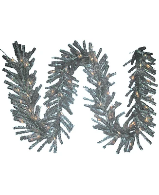 Kurt Adler 9-Foot Pre-Lit Silver Ice Garland