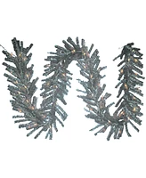 Kurt Adler 9-Foot Pre-Lit Silver Ice Garland