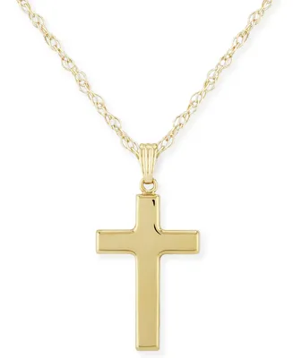 Flat Cross Necklace Set 14k White Or Yellow Gold