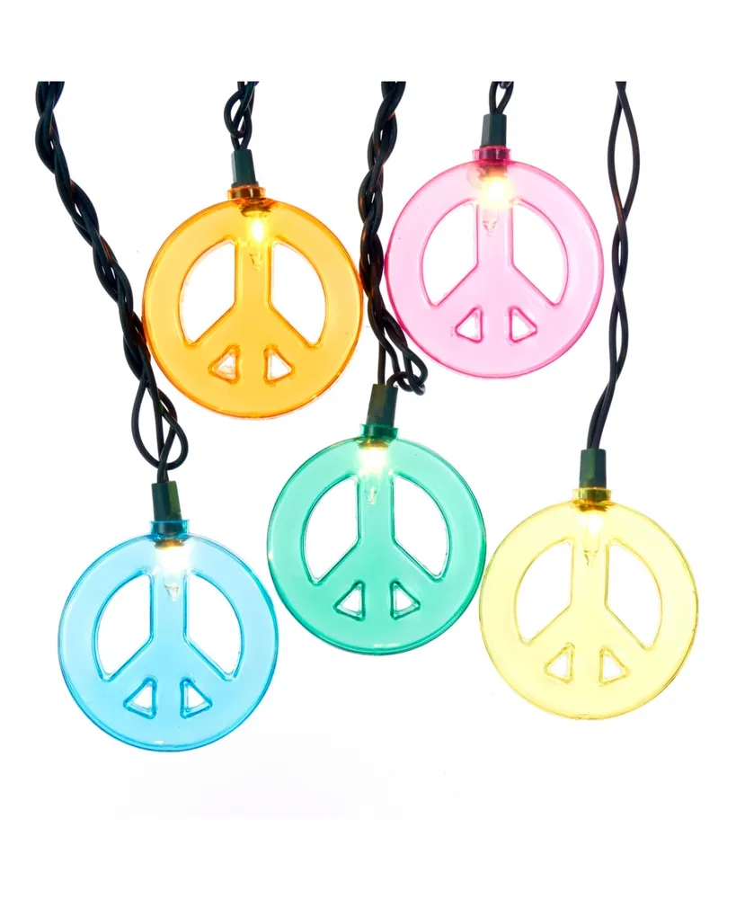 Kurt Adler 10-Light Multicolored Peace Sign Light Set