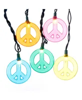 Kurt Adler 10-Light Multicolored Peace Sign Light Set