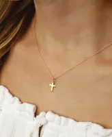 Flat Cross Necklace Set in 14k Gold