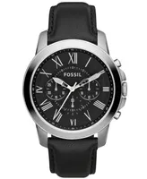 Fossil Men's Chronograph Grant Black Leather Strap Watch 44mm FS4812