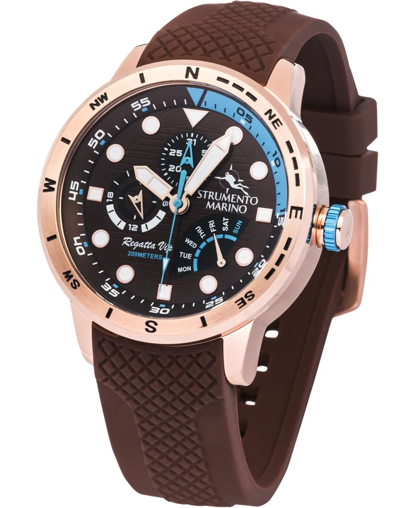 Strumento Marino Men's Regatta Vip Day Retrograde Brown Performance Timepiece Watch 46mm
