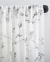 Delia Embroidered Floral Sheer Rod Pocket Curtain Valance