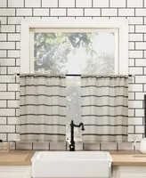 Twill Stripe Anti-Dust Linen Blend Sheer Cafe Curtain Pair