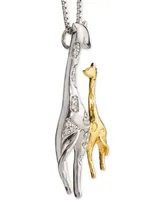 Diamond Giraffe Mother & Child 18" Pendant Necklace (1/10 ct. t.w.) in Sterling Silver & 10k Gold