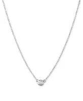 Diamond Bezel-Set Adjustable Pendant Necklace (1/6 ct. t.w.) in 14k White Gold