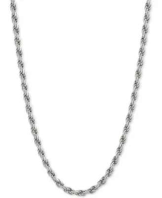 Rope Link Chain Necklace 18 24 In Sterling Silver Or 18k Gold Plated Sterling Silver 2 3 4mm