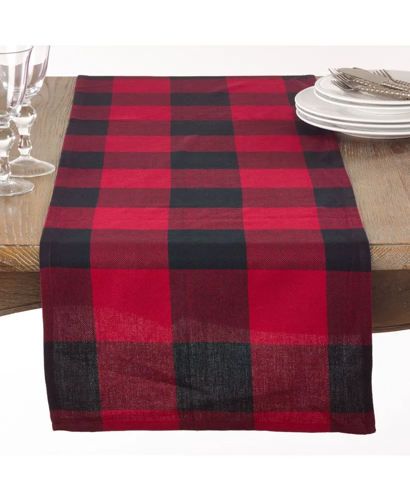 Saro Lifestyle Cotton Table Runner with Buffalo Plaid Pattern