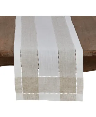 Saro Lifestyle Timeless Linen Blend Table Runner with Hemstitch Accents