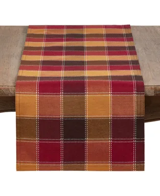 Saro Lifestyle Stitched Plaid Cotton Blend Table Runner