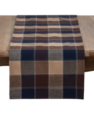 Saro Lifestyle Stitched Plaid Cotton Blend Table Runner