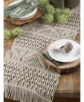 Saro Lifestyle Cotton Table Runner with Macrame Design