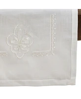 Saro Lifestyle Embroidered Runner with Fleur-De-Lis Design