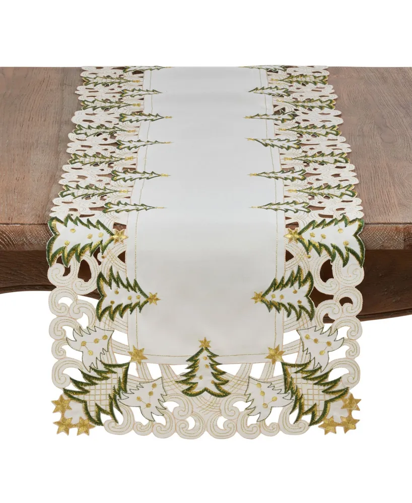 Saro Lifestyle Christmas Trees Holiday Table Runner, 16" x 68"