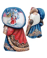 G.DeBrekht Woodcarved Santa with Bag Figurine