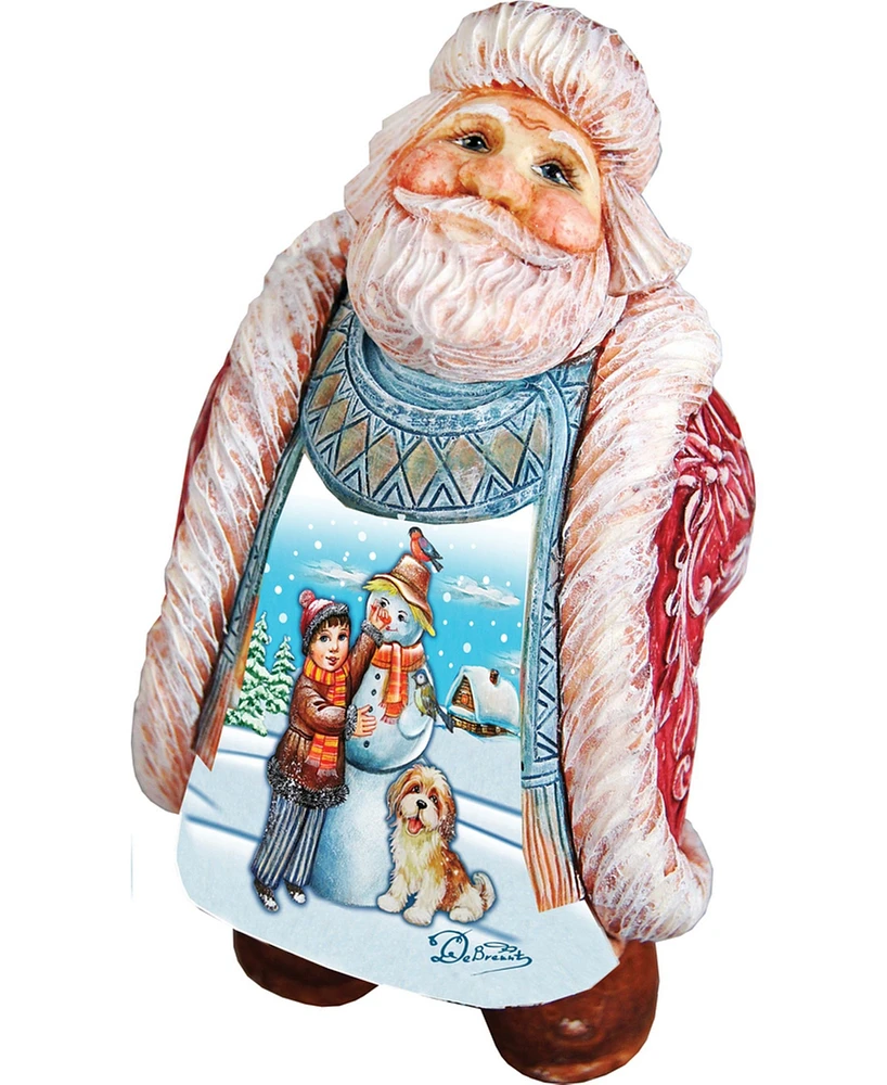 G.DeBrekht Scenic Santa with Child and Dog Making Snowman Figurine