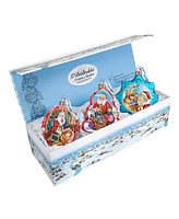 G.DeBrekht Christmas Santa Glass Ornament - Set of 3