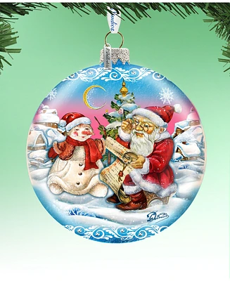 G.DeBrekht Limited Edition Oversized Retro Santa List Ball Glass Ornament