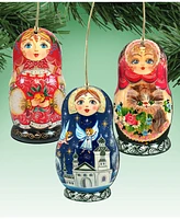 Designocracy Story Dolls Wooden Ornaments, Set of 3