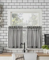 Parkham Farmhouse Plaid Semi-Sheer Rod Pocket Kitchen Curtain Valance and Tiers Set